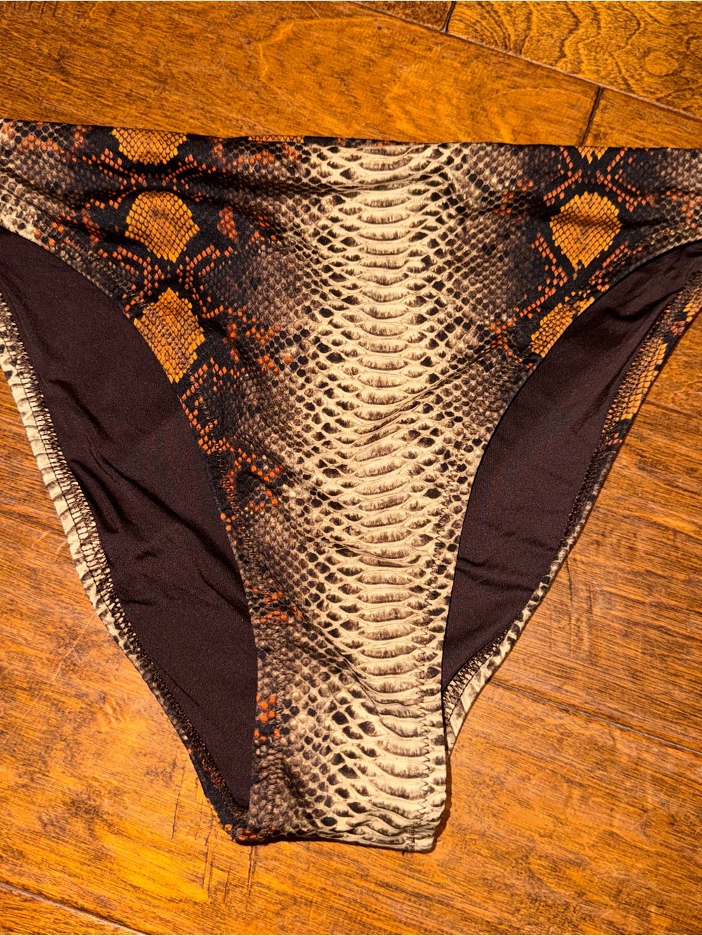 SKIMS Snake Print Bikini bottom Gorgeous colors. Brown, rust, tan snakeskin